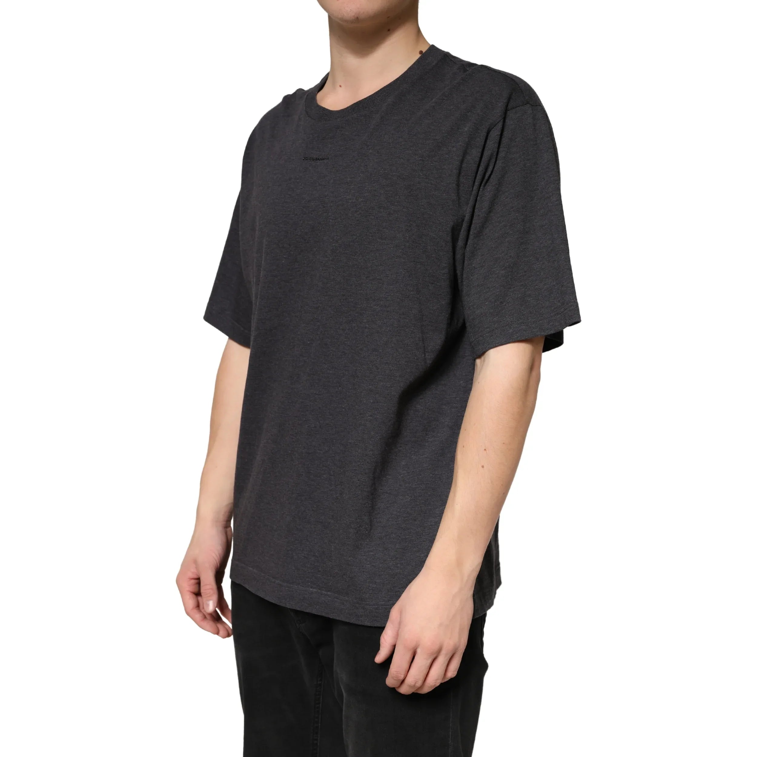 Dolce & Gabbana Dark Grey Cotton Crewneck Short Sleeve - Zeiniez