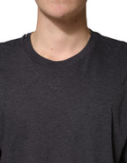 Dolce & Gabbana Dark Grey Cotton Crewneck Short Sleeve