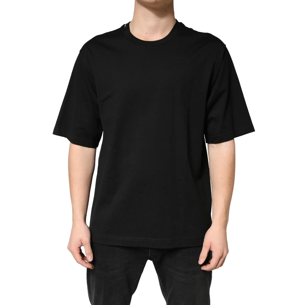 Dolce & Gabbana Black Cotton Crewneck Short Sleeve T-Shirt - Zeiniez