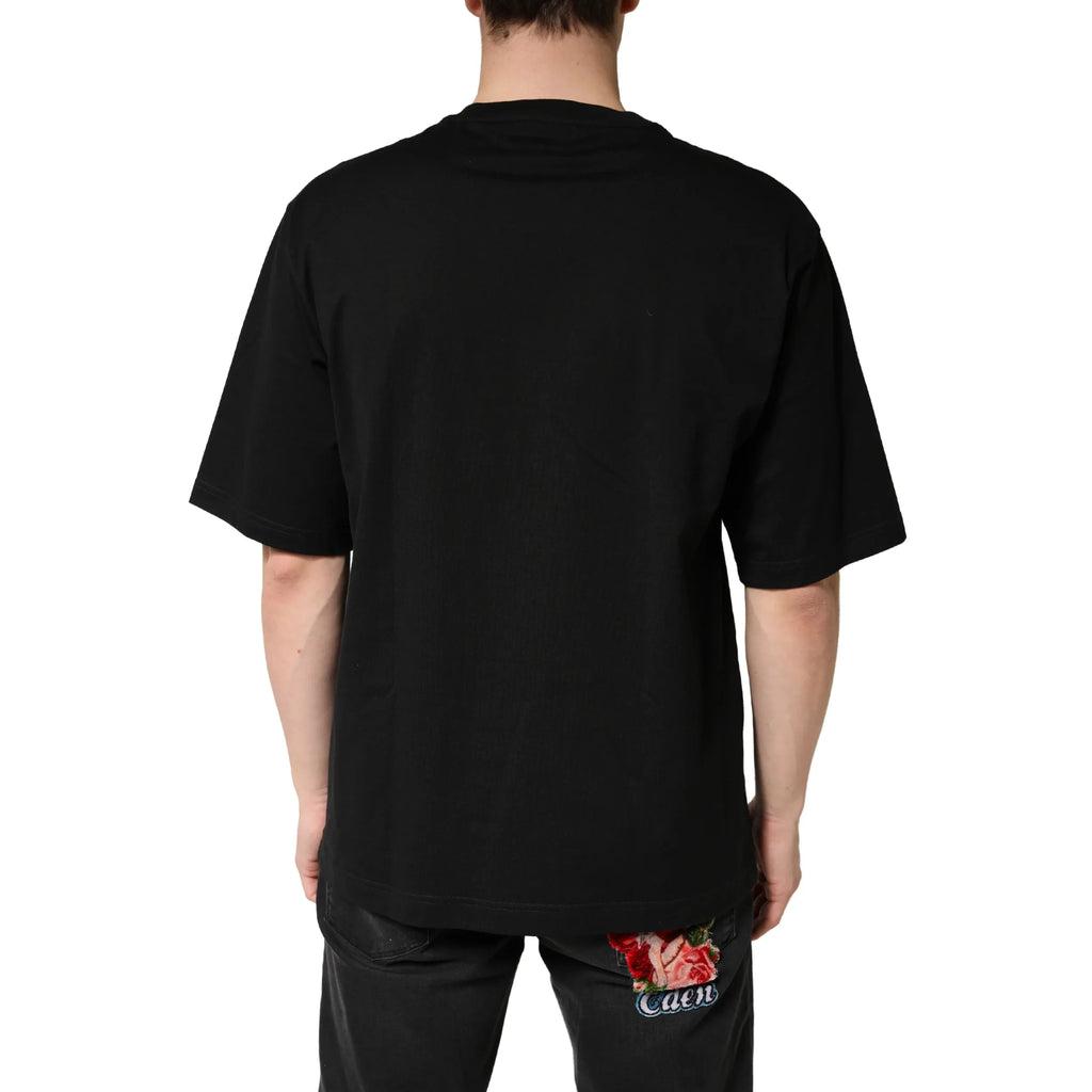 Dolce & Gabbana Black Cotton Crewneck Short Sleeve T-Shirt - Zeiniez