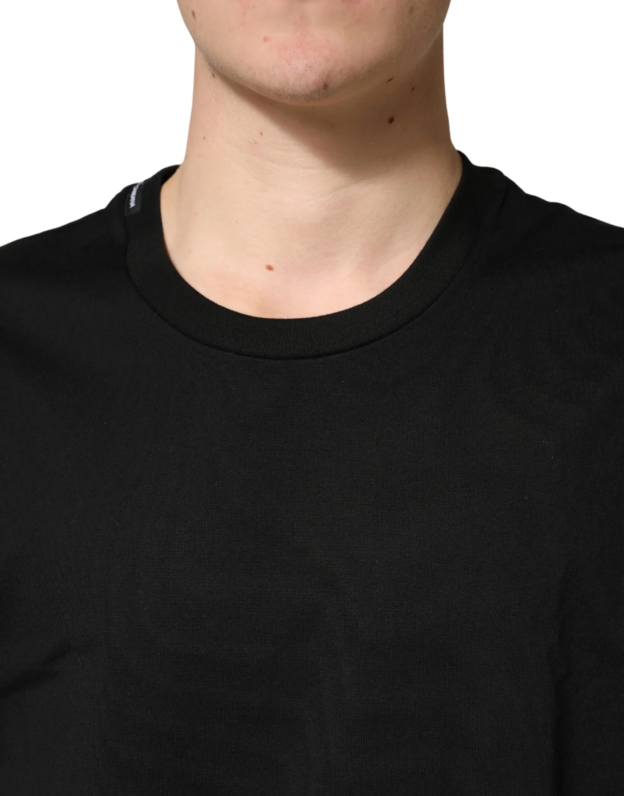 Dolce & Gabbana Black Cotton Crewneck Short Sleeve T-Shirt - Zeiniez