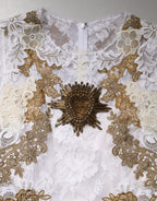 Dolce & Gabbana Ivory Lace Silk Embellished Sleeveless Dress - Zeiniez