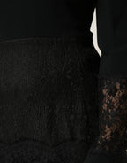 Dolce & Gabbana Black Lace Sheer Panel Midi Long Sleeve Dress - Zeiniez