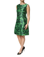 Dolce & Gabbana Green Clover Print Sleeveless A-Line Dress - Zeiniez