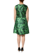 Dolce & Gabbana Green Clover Print Sleeveless A-Line Dress - Zeiniez