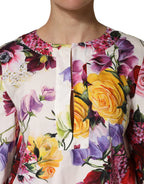 Dolce & Gabbana Multicolor Floral Cotton Longsleeves Midi Dress - Zeiniez