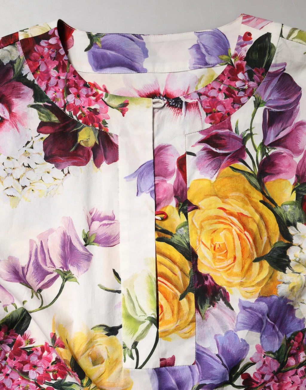 Dolce & Gabbana Multicolor Floral Cotton Longsleeves Midi Dress - Zeiniez