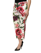 Dolce & Gabbana Multicolor Rose Floral Cropped Trousers Pants - Zeiniez