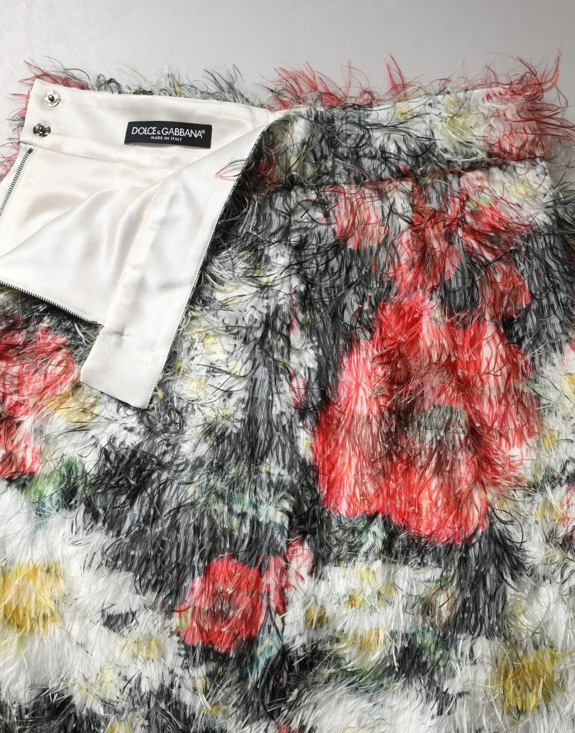Dolce & Gabbana Multicolor Floral Textured Faux Fur Pencil Skirt - Zeiniez