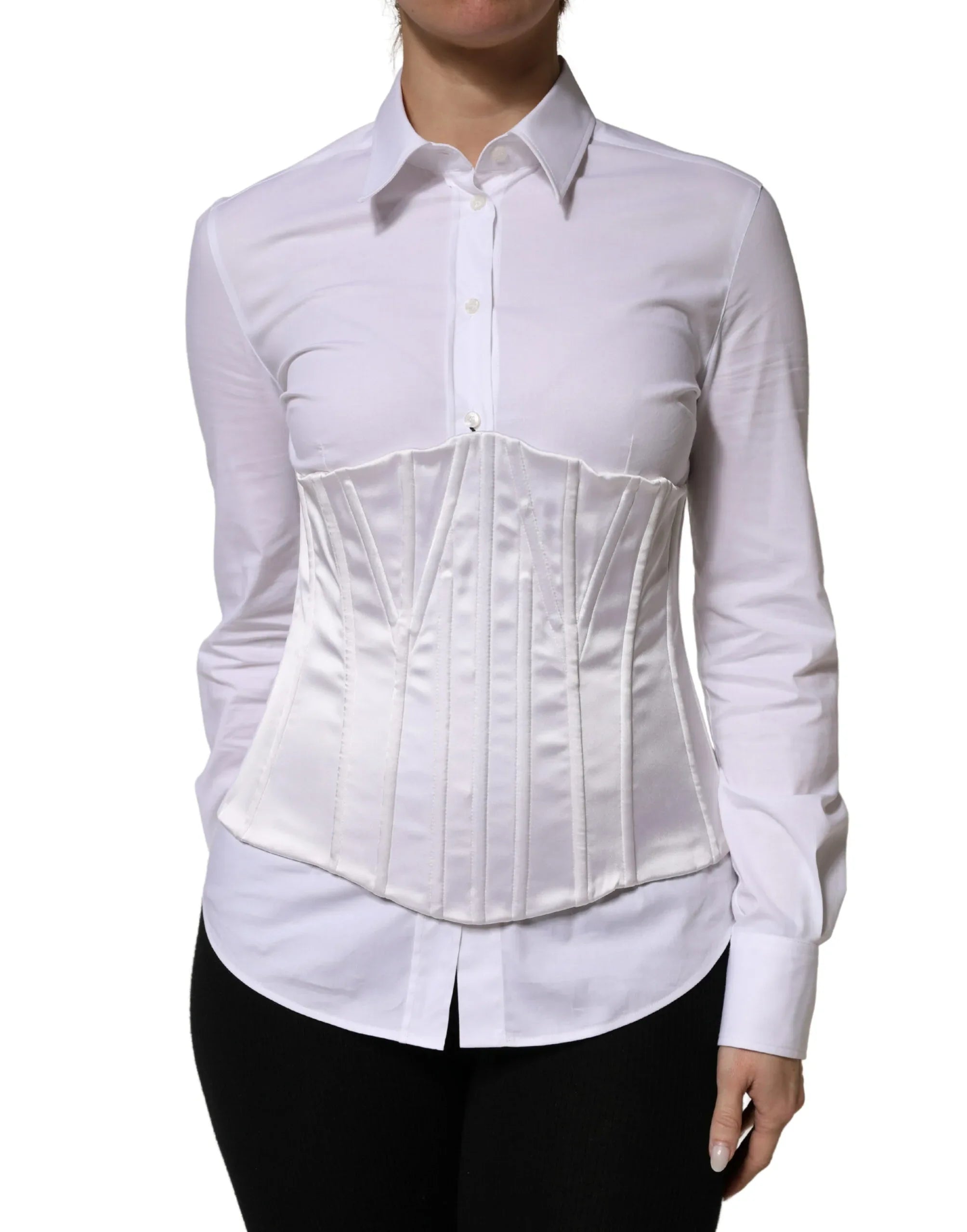 Dolce & Gabbana White Polyamide Waist Cincher Bustier Corset Top - Zeiniez