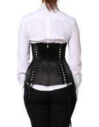 Dolce & Gabbana Black Silk Lace-Up Waist Cincher Corset Top - Zeiniez