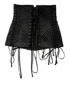 Dolce & Gabbana Black Silk Lace-Up Waist Cincher Corset Top - Zeiniez