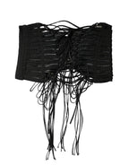 Dolce & Gabbana Black Polyester LaceUp Waist Cincher Corset Top - Zeiniez