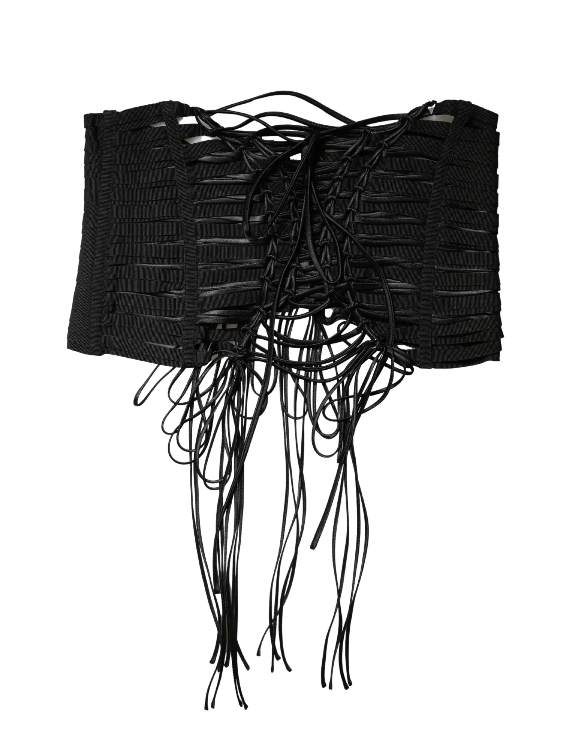 Dolce & Gabbana Black Polyester LaceUp Waist Cincher Corset Top - Zeiniez