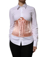 Dolce & Gabbana Pale Pink Silk LaceUp Waist Cincher Corse Top - Zeiniez