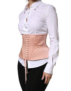 Dolce & Gabbana Pale Pink Silk LaceUp Waist Cincher Corset Top - Zeiniez