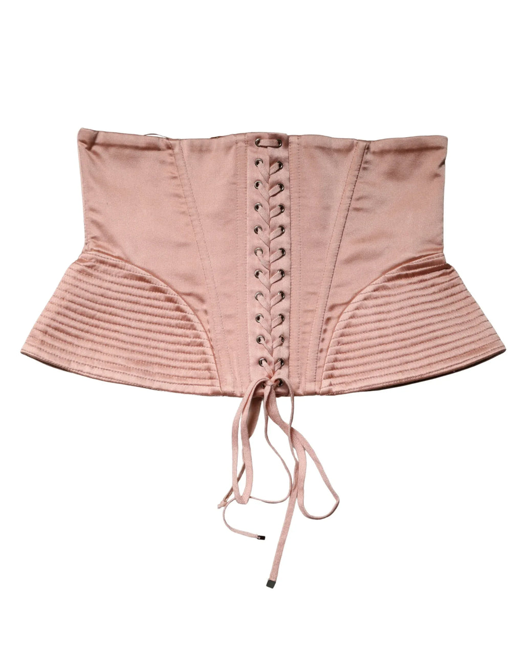 Dolce & Gabbana Pale Pink Silk LaceUp Waist Cincher Corset Top - Zeiniez