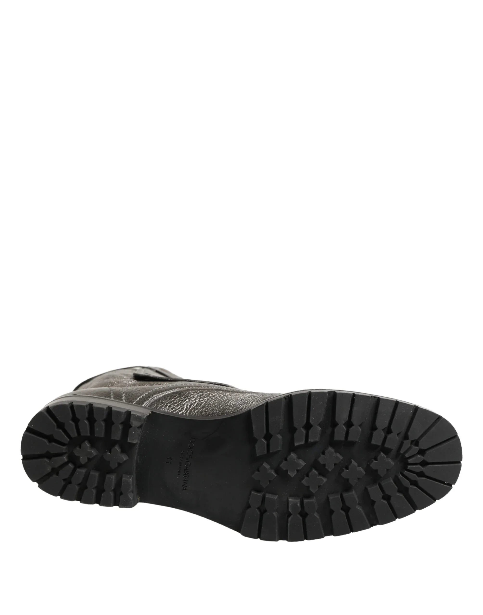 Dolce & Gabbana Metallic Leather Buckle Combat Boots Shoes - Zeiniez