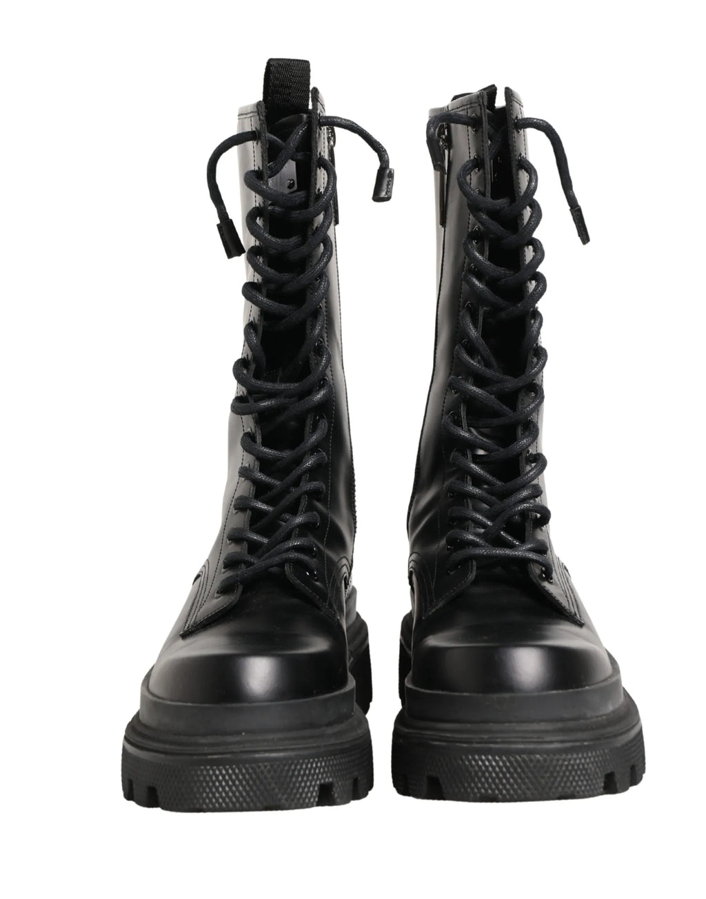 Dolce & Gabbana Black Leather Trek Sole Combat Boots Shoes - Zeiniez