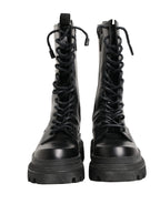 Dolce & Gabbana Black Leather Trek Sole Combat Boots Shoes - Zeiniez