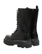 Dolce & Gabbana Black Leather Trek Sole Combat Boots Shoes - Zeiniez