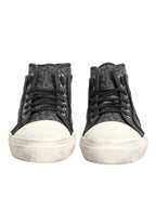 Dolce & Gabbana Black White Canvas Logo Mid Top Sneakers Shoes - Zeiniez