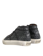 Dolce & Gabbana Black White Canvas Logo Mid Top Sneakers Shoes - Zeiniez