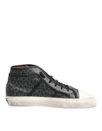 Dolce & Gabbana Black White Canvas Logo Mid Top Sneakers Shoes - Zeiniez