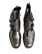 Dolce & Gabbana Metallic Silver Leather Buckle Ankle Boots Shoes - Zeiniez