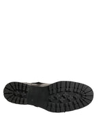 Dolce & Gabbana Metallic Silver Leather Buckle Ankle Boots Shoes - Zeiniez