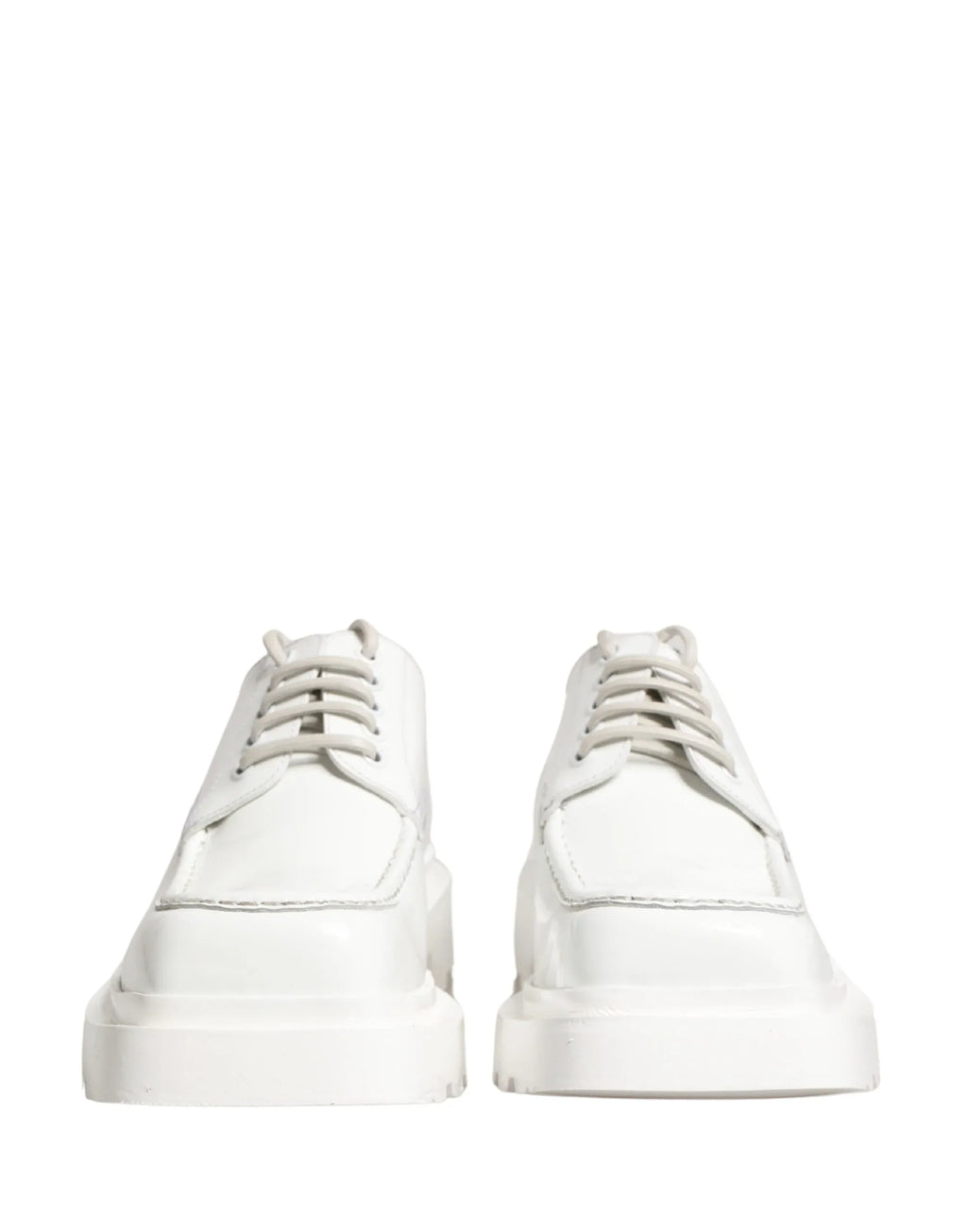 Dolce & Gabbana White Leather Chunky Sole Derby Shoes - Zeiniez