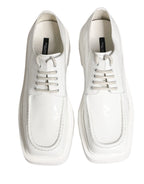 Dolce & Gabbana White Leather Chunky Sole Derby Shoes - Zeiniez