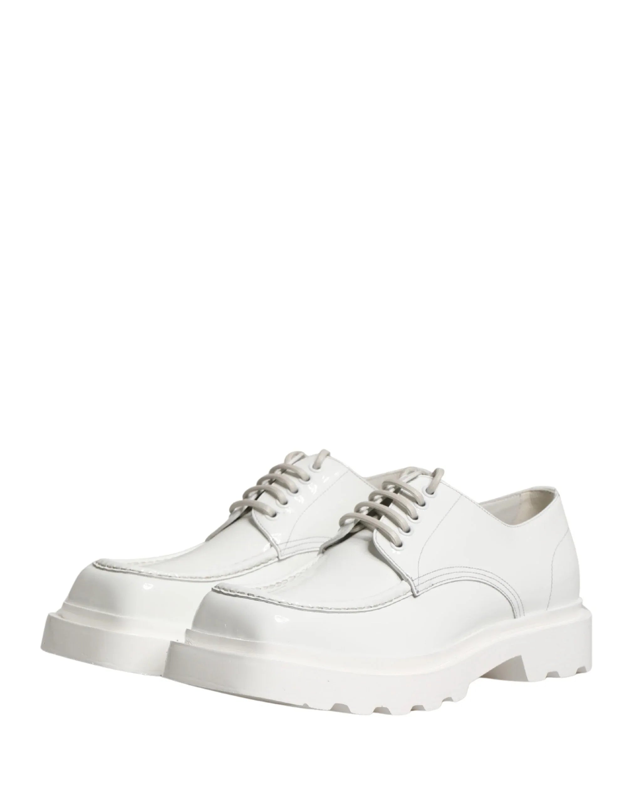 Dolce & Gabbana White Leather Chunky Sole Derby Shoes - Zeiniez