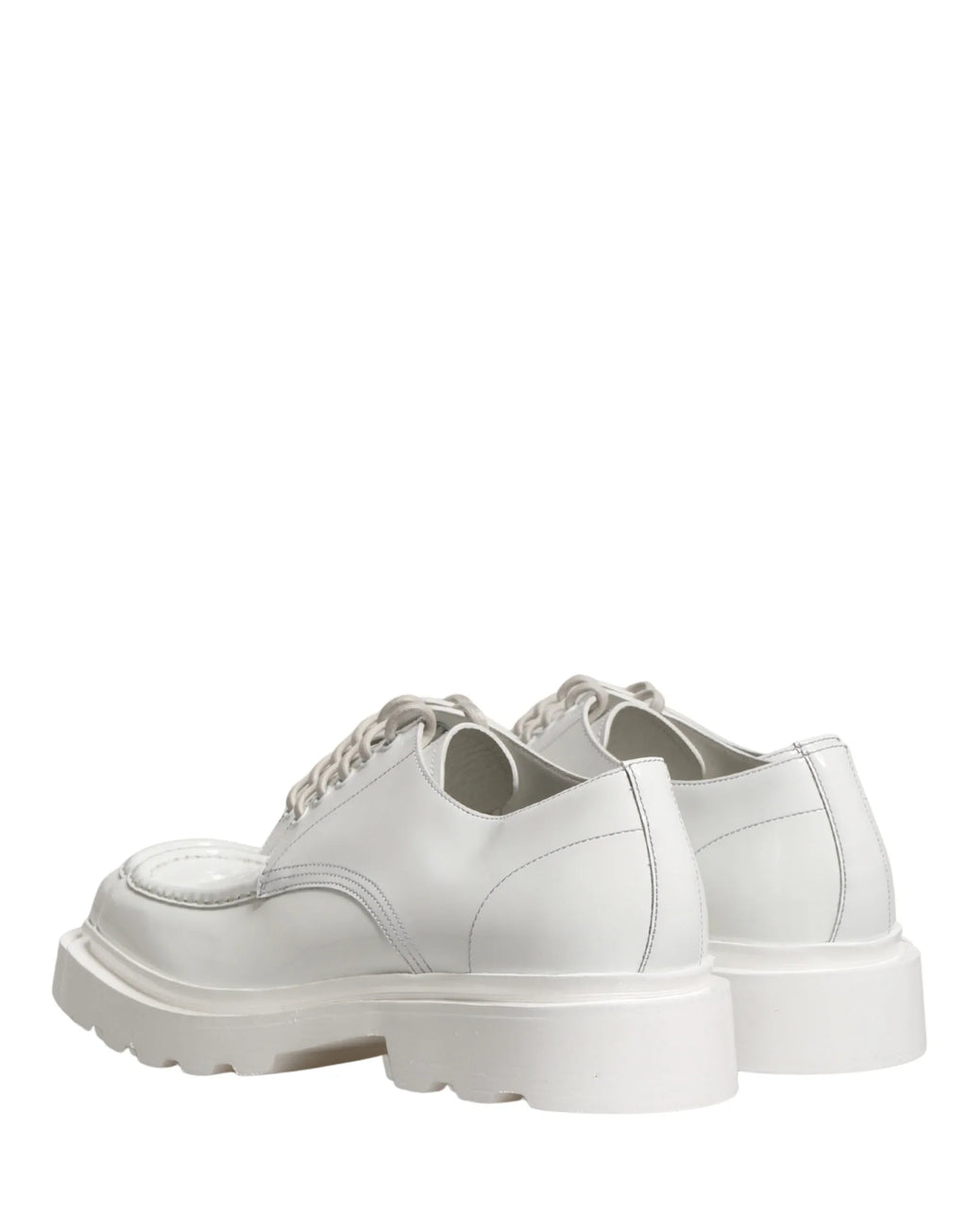 Dolce & Gabbana White Leather Chunky Sole Derby Shoes - Zeiniez