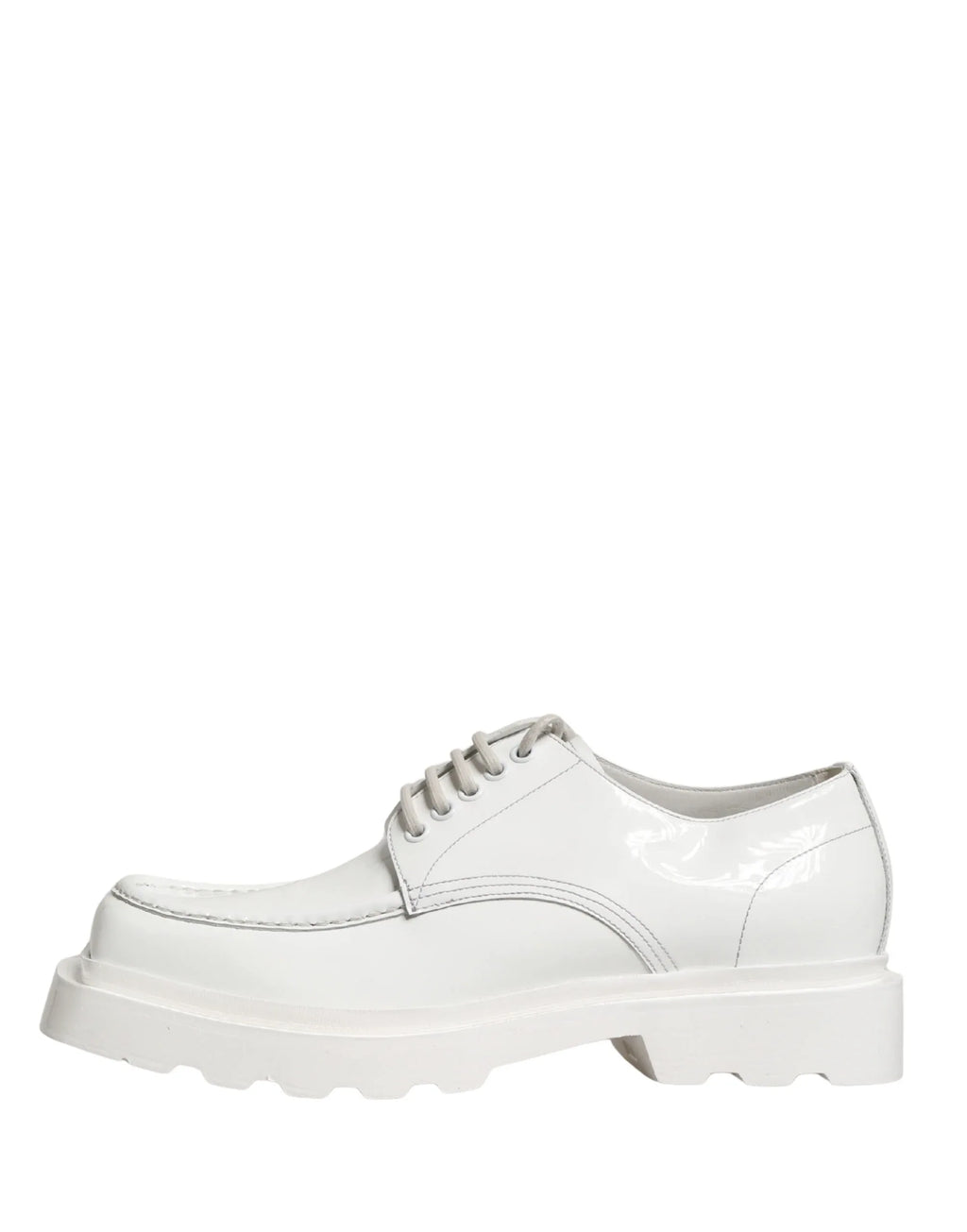 Dolce & Gabbana White Leather Chunky Sole Derby Shoes - Zeiniez