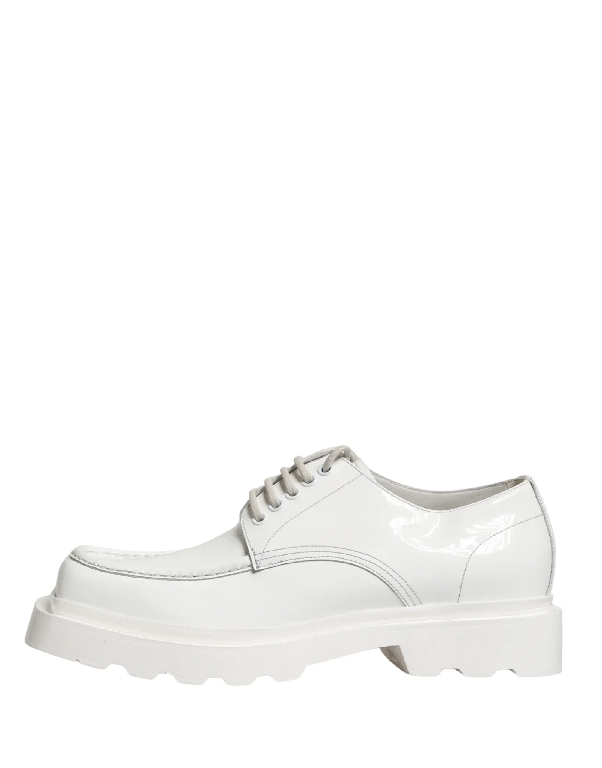 Dolce & Gabbana White Leather Chunky Sole Derby Shoes - Zeiniez
