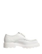 Dolce & Gabbana White Leather Chunky Sole Derby Shoes - Zeiniez