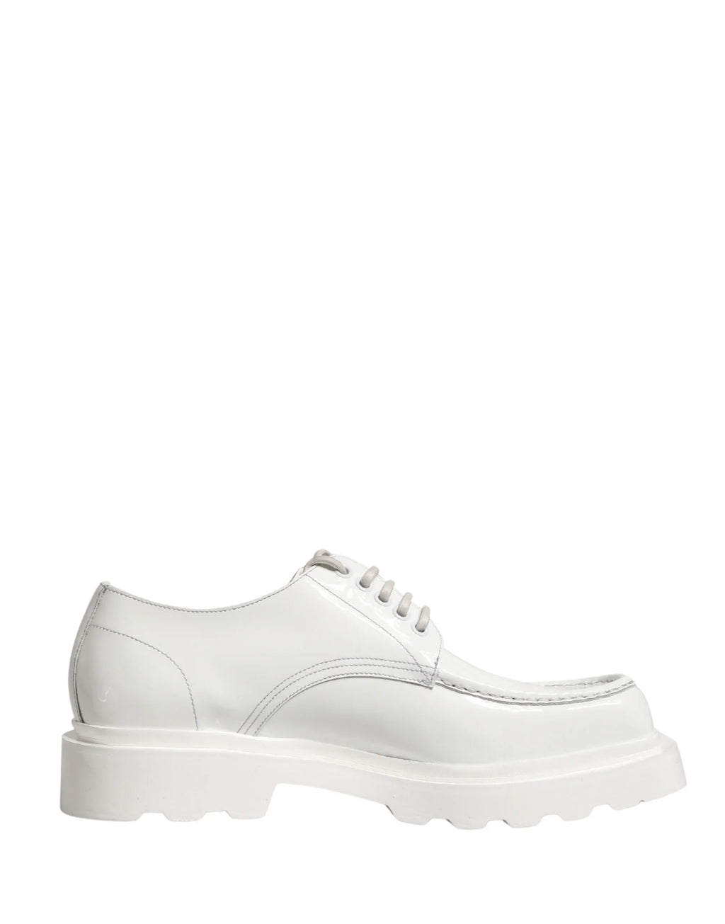 Dolce & Gabbana White Leather Chunky Sole Derby Shoes - Zeiniez