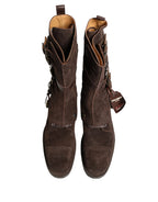 Dolce & Gabbana Brown Suede Leather Combat Ankle Boots Shoes - Zeiniez