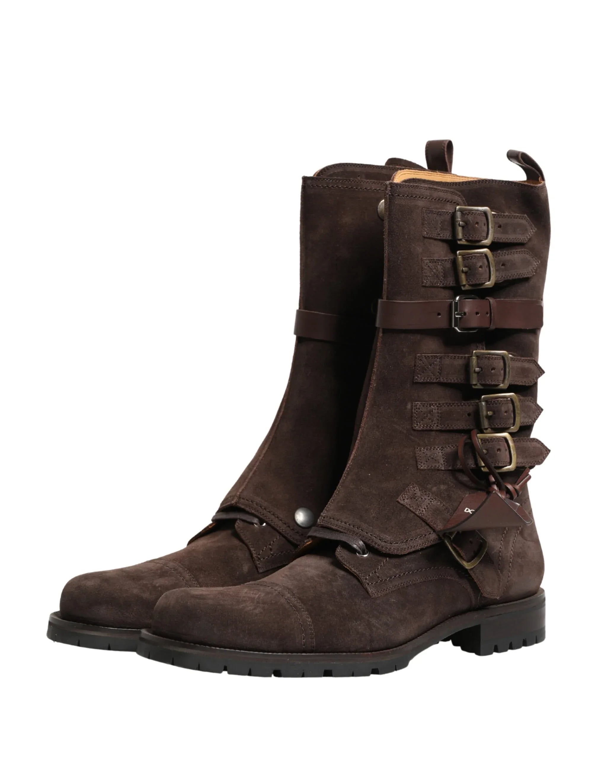 Dolce & Gabbana Brown Suede Leather Combat Ankle Boots Shoes - Zeiniez