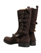 Dolce & Gabbana Brown Suede Leather Combat Ankle Boots Shoes - Zeiniez