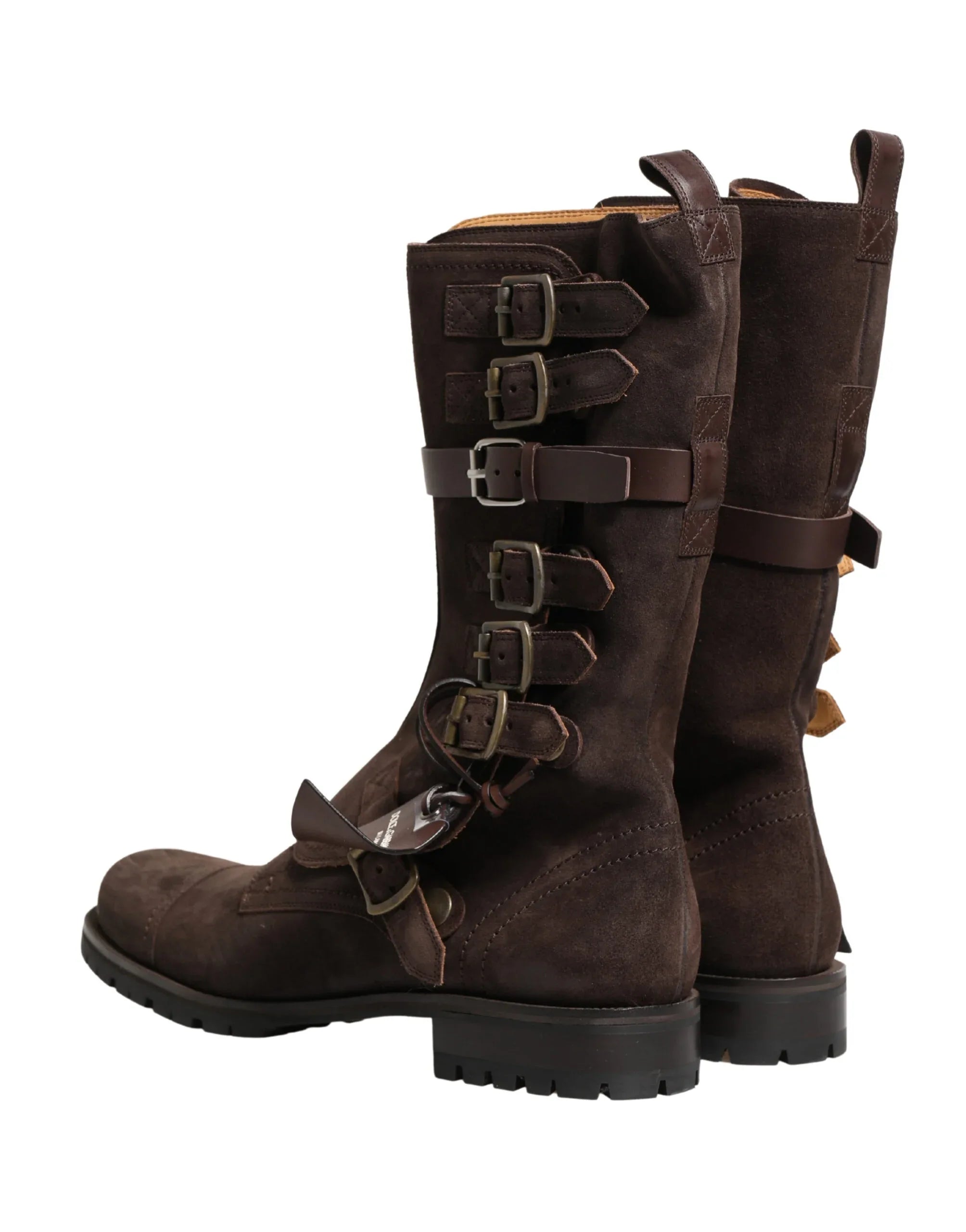 Dolce & Gabbana Brown Suede Leather Combat Ankle Boots Shoes - Zeiniez
