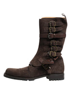 Dolce & Gabbana Brown Suede Leather Combat Ankle Boots Shoes - Zeiniez