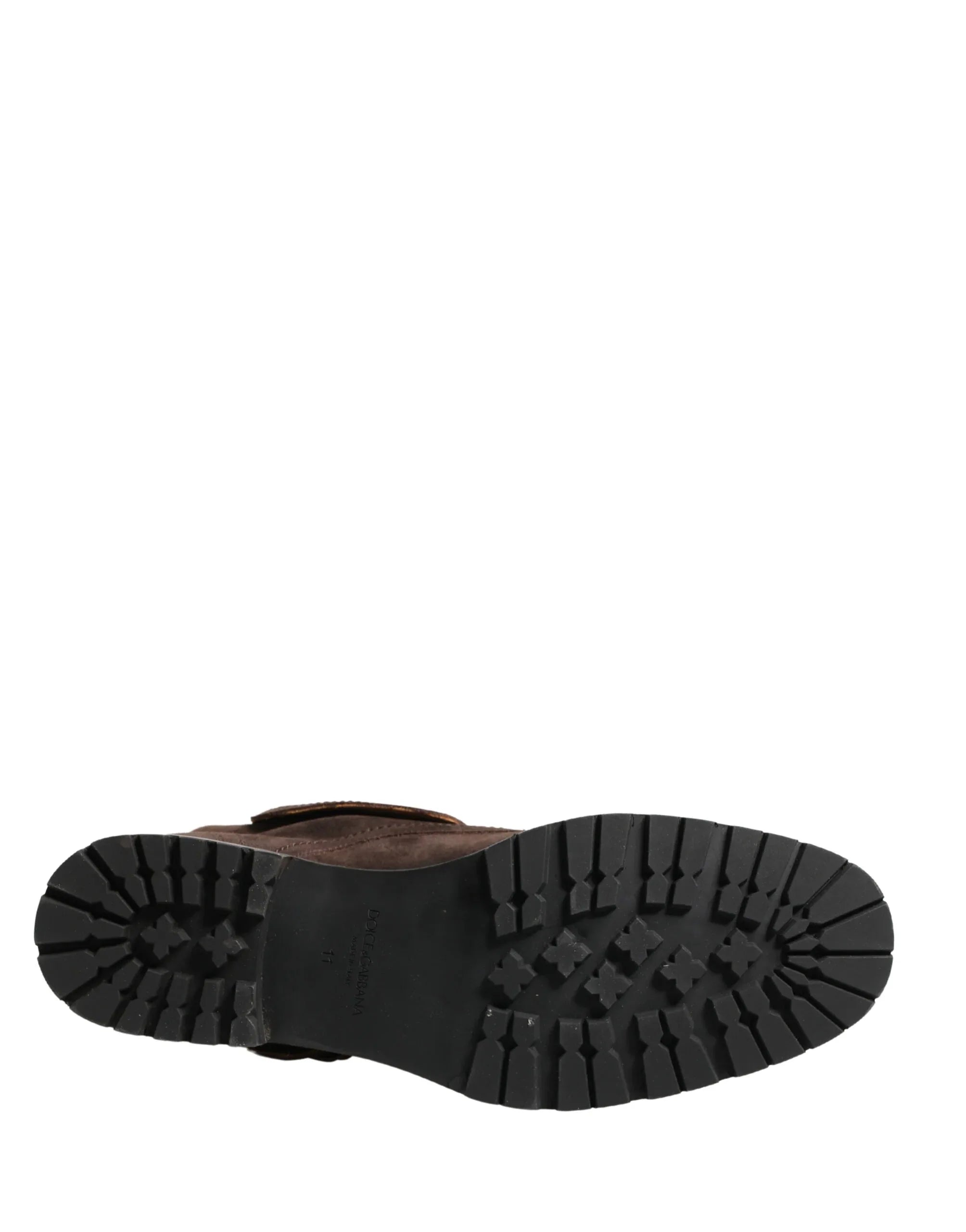 Dolce & Gabbana Brown Suede Leather Combat Ankle Boots Shoes - Zeiniez