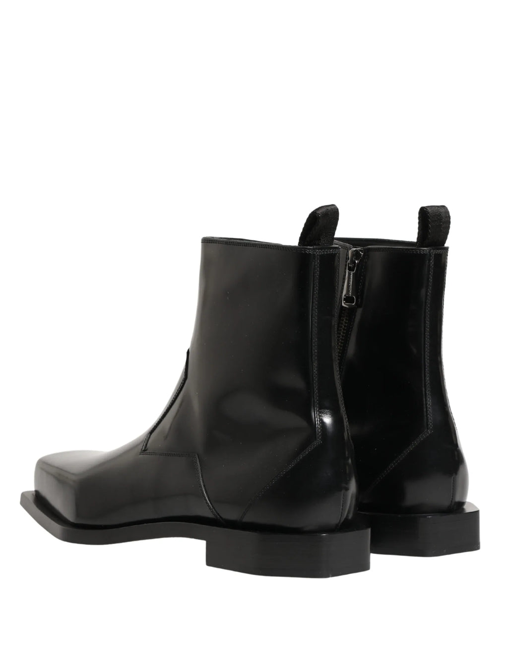 Dolce & Gabbana Black Leather Zip Closure Ankle Boots Shoes - Zeiniez
