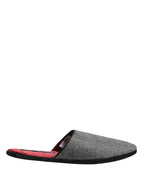 Dolce & Gabbana Grey Herringbone Cashmere Red Slippers Shoes - Zeiniez