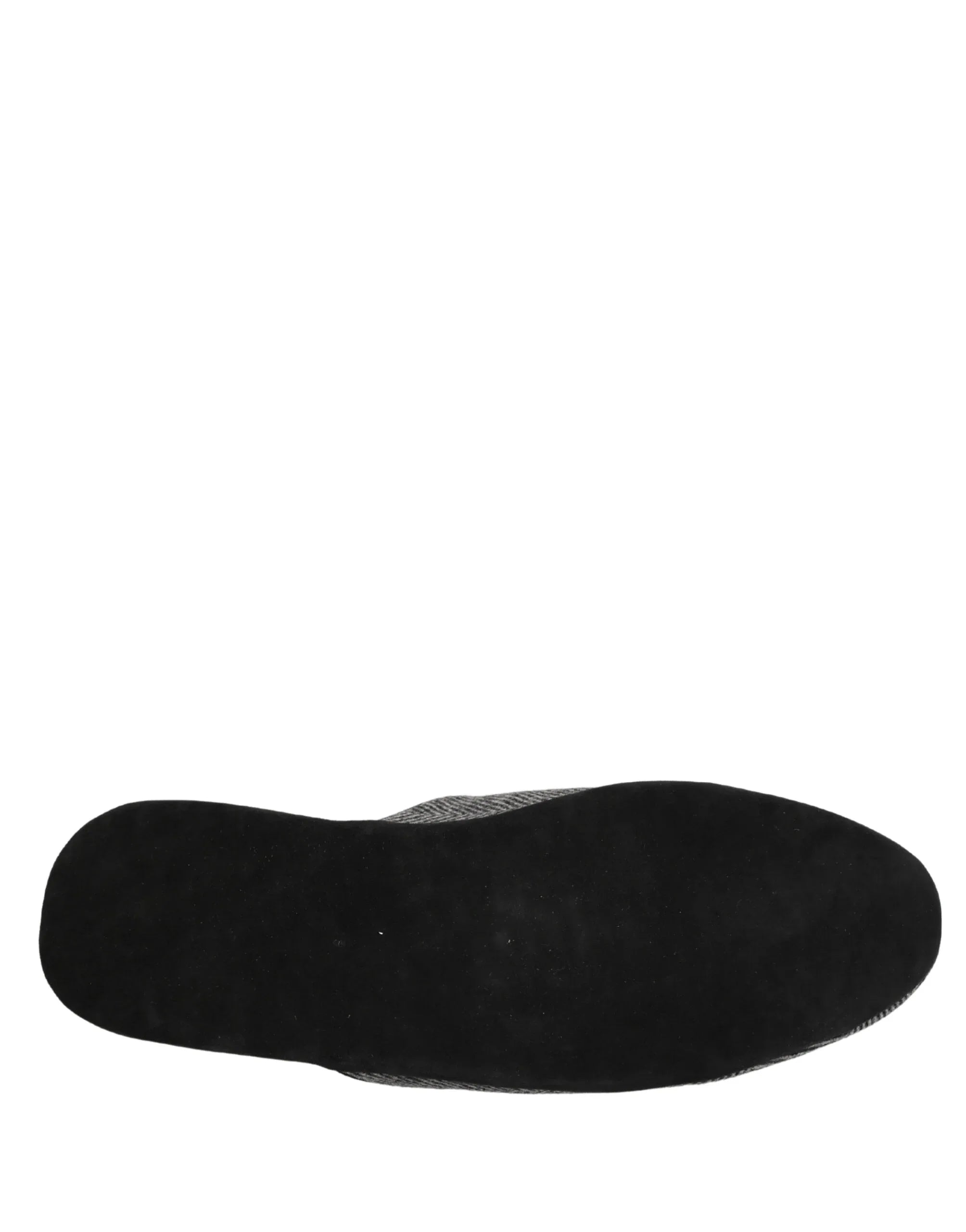 Dolce & Gabbana Grey Herringbone Cashmere Red Slippers Shoes - Zeiniez
