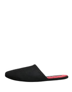 Dolce & Gabbana Black Wool Cashmere Red Quilted Slippers Shoes - Zeiniez