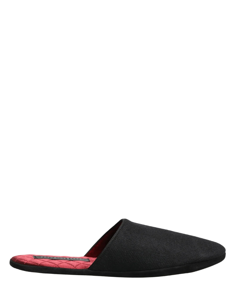 Dolce & Gabbana Black Wool Cashmere Red Quilted Slippers Shoes - Zeiniez