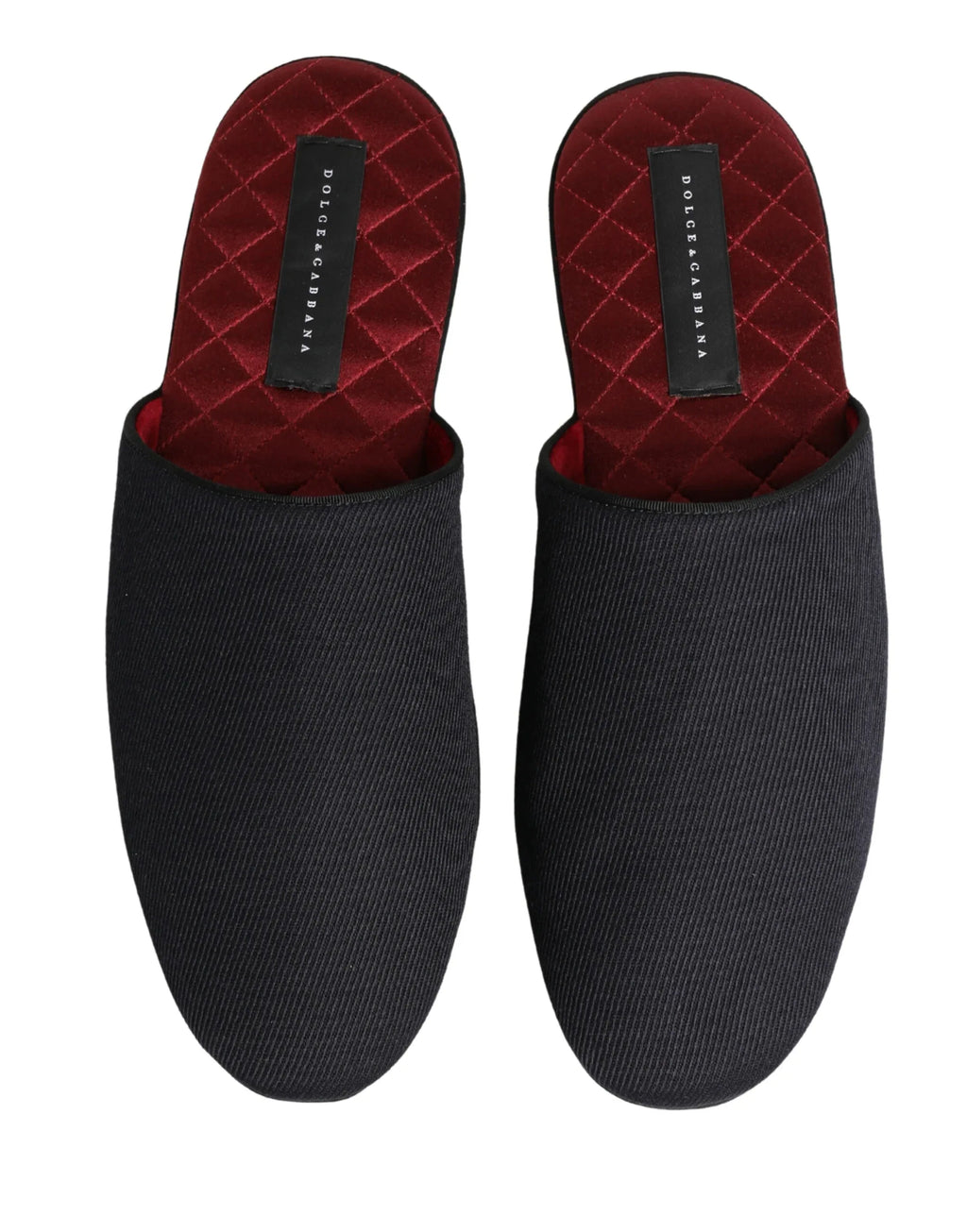 Dolce & Gabbana Dark Navy Wool Cotton Red Chevron Slippers Shoes - Zeiniez